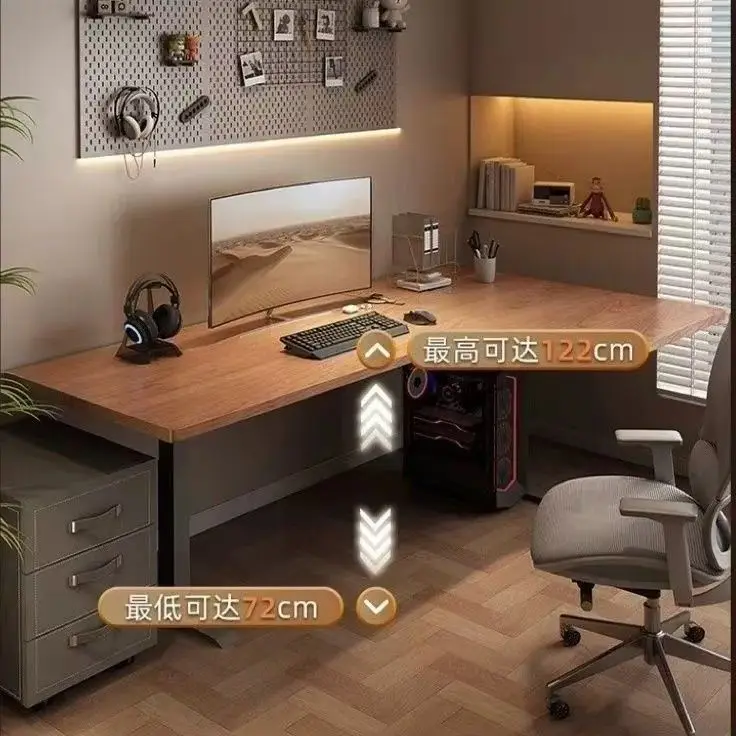 Cherry wood computer desk desktop home made corner desk L type electric lifting desk