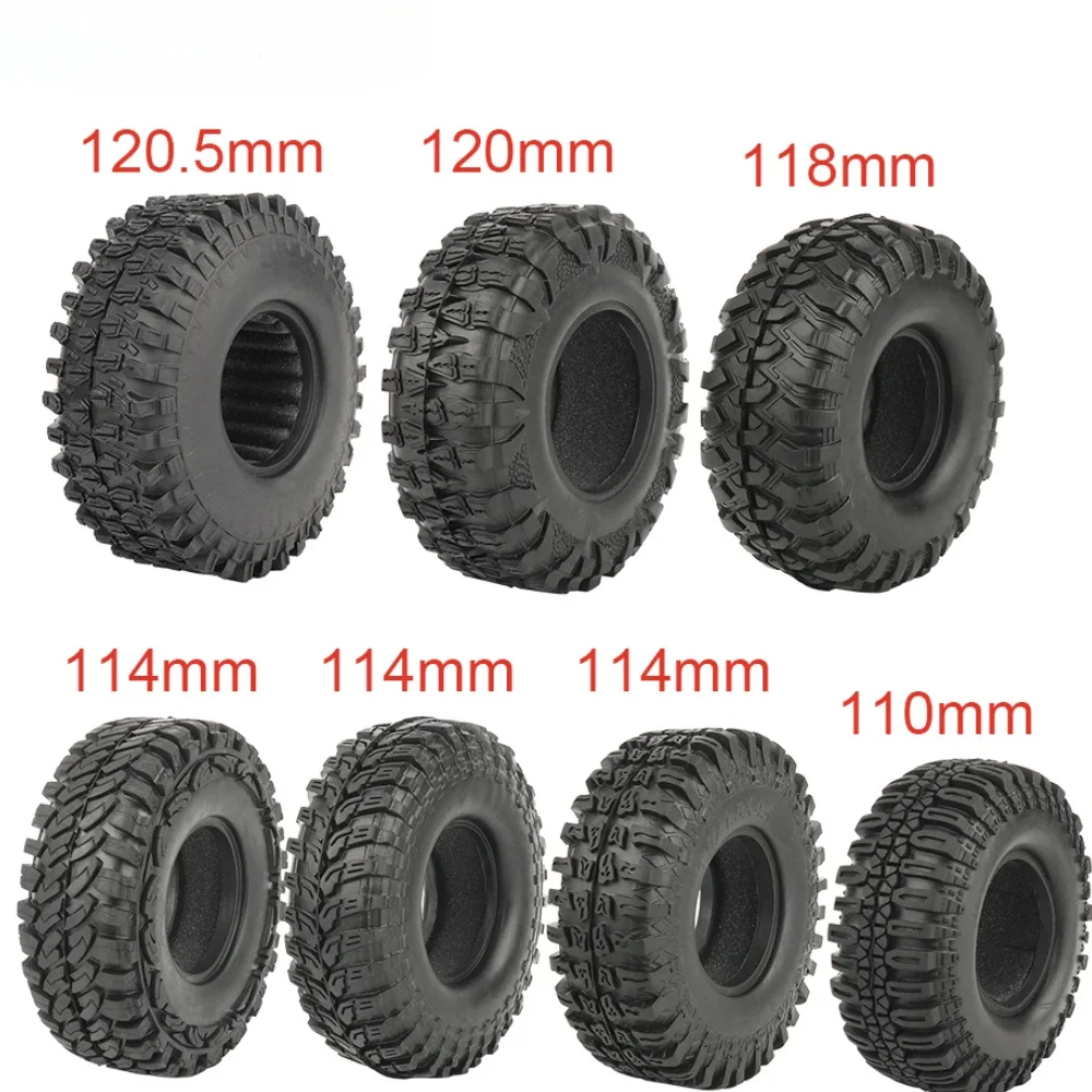 1/4p 1.9 Inch 110-125mm Rubber Tire For 1/10 RC Rock Crawler D90 D110 AXIAL SCX10 II III CAPRA TRX4 TRX6 RGT Gen8 1.9\