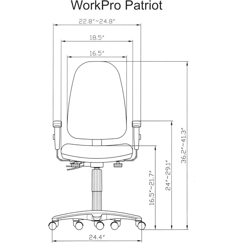 WorkPro ®   Cadeira de trabalho ergonômica multifuncional Patriot em tecido, preta, compatível com BIFMA