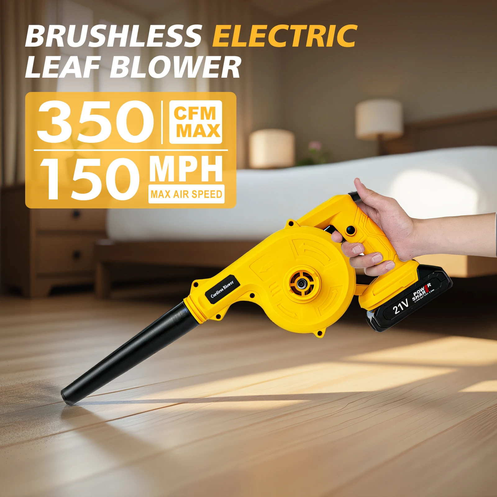 

Беспроводной воздуходувка 2-в-1, портативный пылесос 21 В с аккумулятором 2x2,0 Ач и зарядным устройством для ухода за газоном, уборки пыли