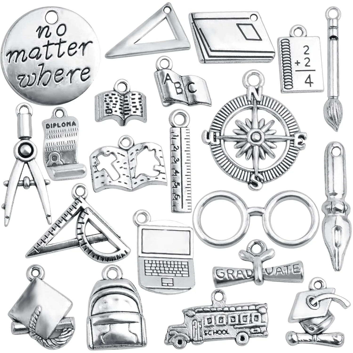 

63 шт. антикварные серебряные подвески для выпускного учителя школы для изготовления ювелирных изделий своими руками