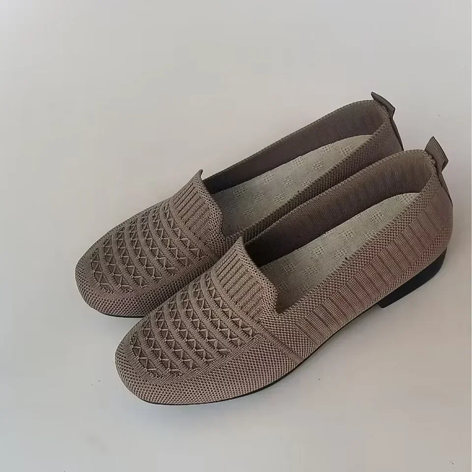 Zapatillas de deporte transpirables de malla para Mujer, zapatos informales planos, ligeros, sin cordones, mocasines, calcetines