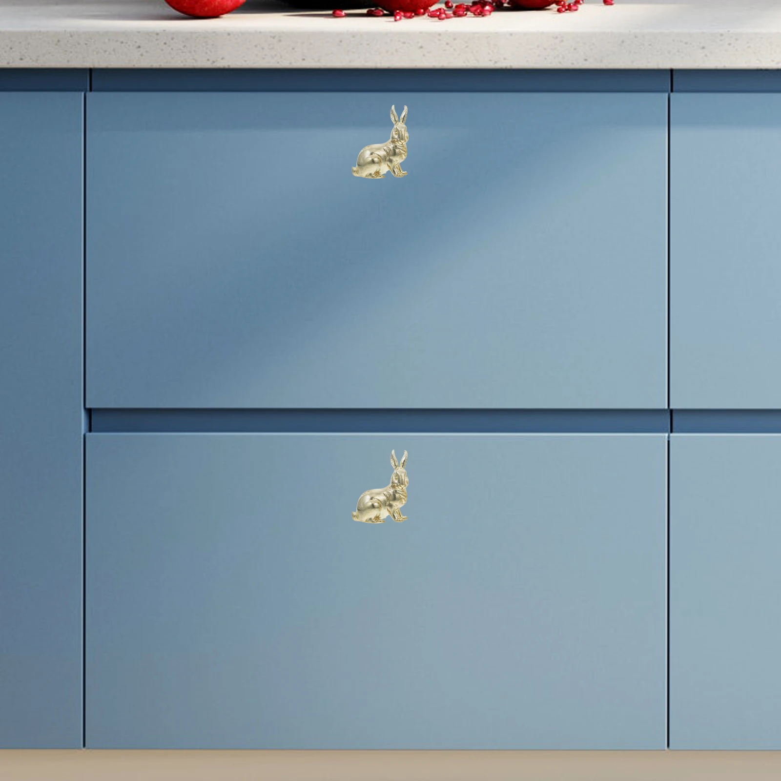 

2 Pcs Bunny Cabinet Knobs Rabbit Handle Drawer Animal Golden Brass Door Handles Child
