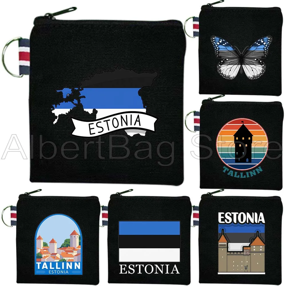 

Эстония Сердце Флаг страны Карта Эстониана Подарки Симпатичные холщовые кошельки для монет Сумки Маленькая квадратная сумка для хранения ключей Сумка-кошелек
