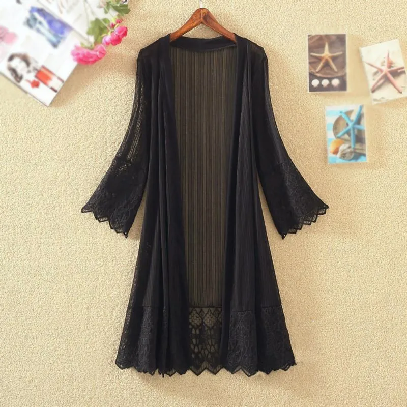 Summer Women's Sunshade Coat Casual Lace Loose Clothing Cardigan Blouse Shirt Tops Sexy Covers