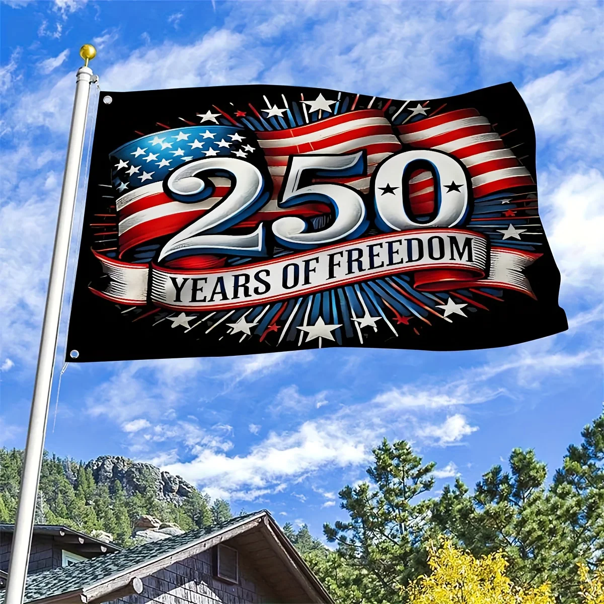250 Years of Freedom USA Bicentennial Flag Premium Polyester Garden Home Patriotic Display