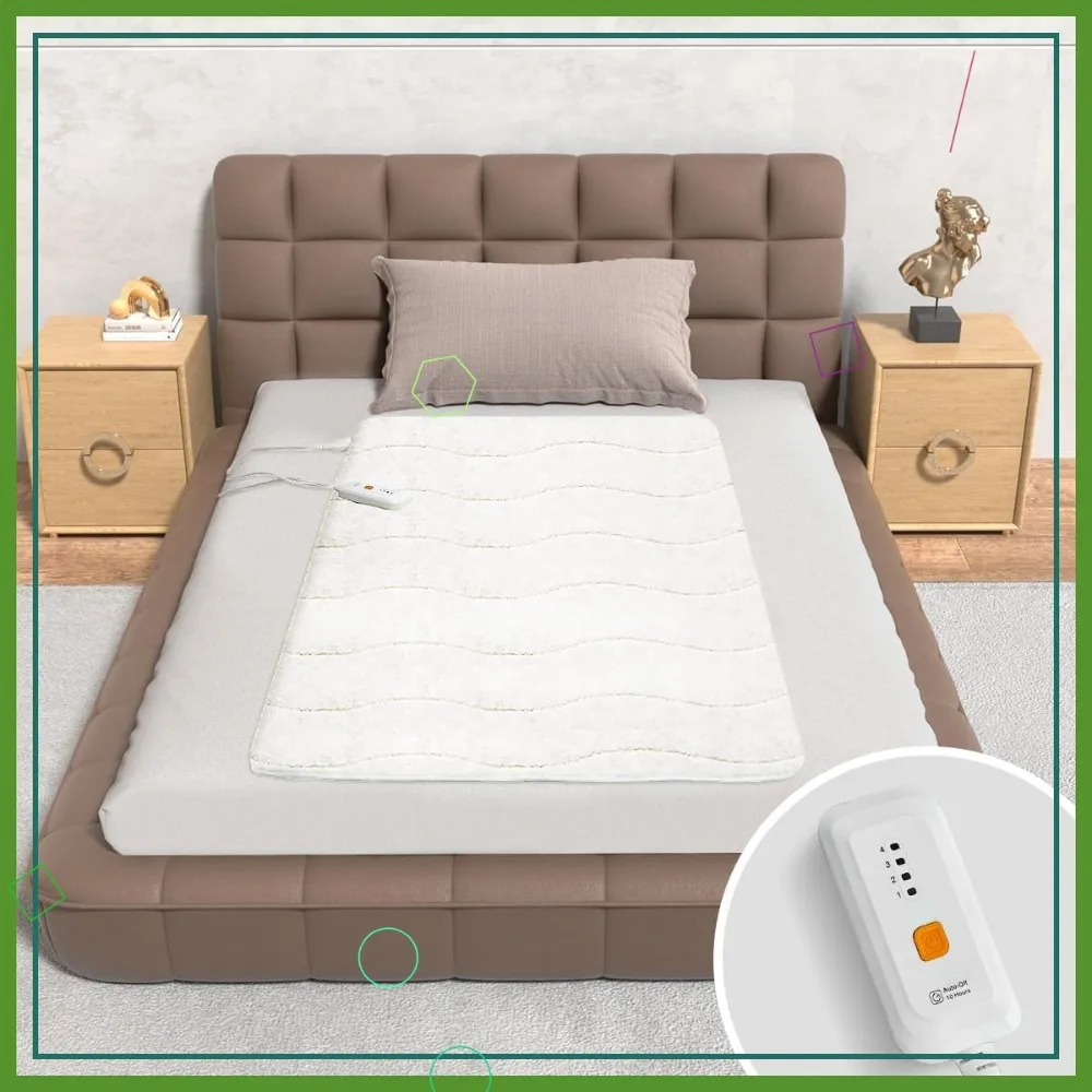 

Mini Twin Heated Mattress Pad with 4 Heat Settings, Auto Off & Machine Washable - Fast Warming Bed Warmer