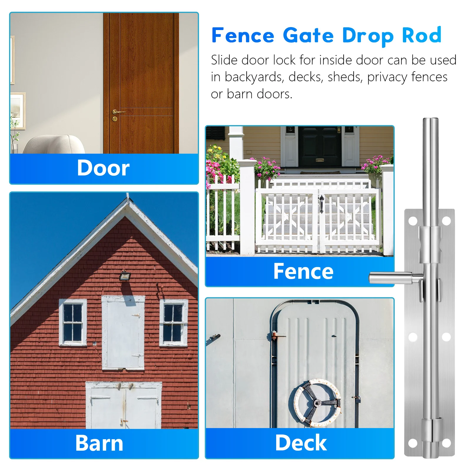 Pestillo de perno deslizante de acero inoxidable engrosado, cerradura de puerta resistente para puerta interior, puerta de Granero, perno de bastón, Hardware de seguridad