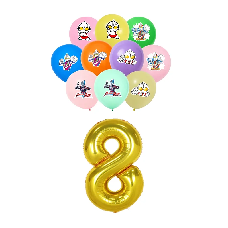 10 Stück 12 Zoll Ultraman Leuchtende Riesen-Latexballons Kindergeburtstag Partydekoration Babyparty Globos Ballon-Spielzeug