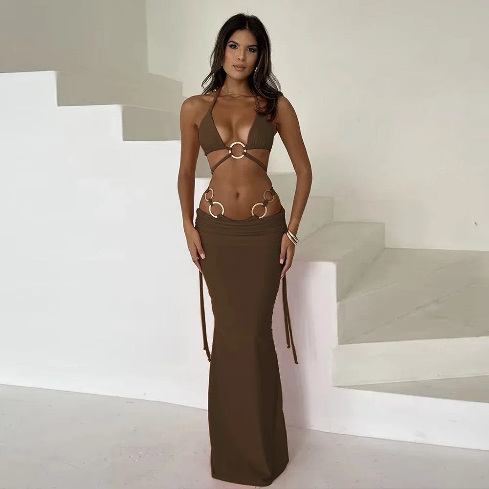 บิกินี่ 3 ชิ้น 2025 ชุดว่ายน้ําเซ็กซี่ผู้หญิงชุดว่ายน้ําหญิง Solid Thong COVER UP ชุดบิกินี่ Biquini ชุดว่ายน้ําชุดว่ายน้ํา