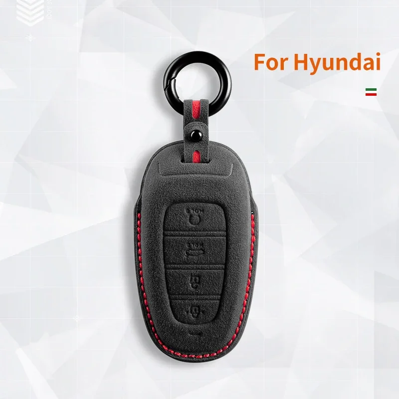 

For Hyundai Tucson Palisade 2023 Mistra Suede Remote Car Key Case Shell Keychain for Hyundai Leather Car Key Case