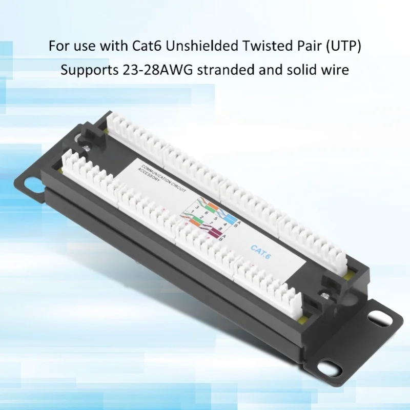 8 Ports Wall Mount Network Patch Panel UTP Cat6 Unshielded Wiring Bracket For 23-28AWG Cable