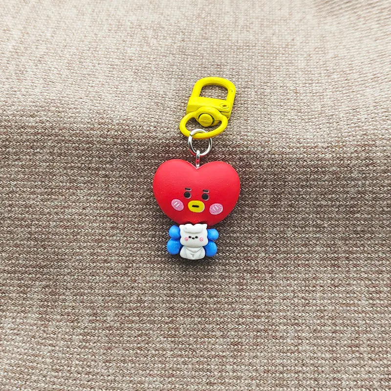 Fashion Keychain Cute BT21 TATA COOKY Keychains for Women Bag Pendant Jewelry Trinket Girls Car Key Ring Key Chain Accessories