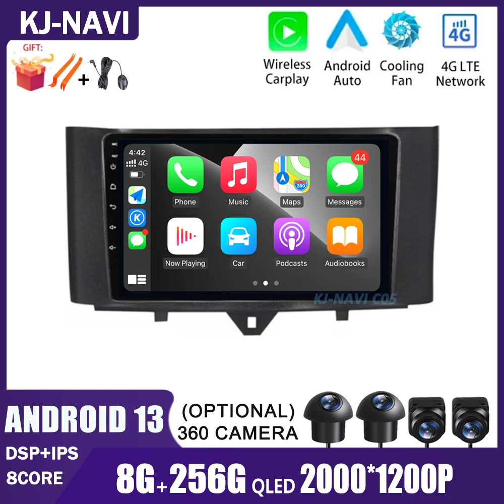 

Автомагнитола на Android 13,0 для Mercedes Benz Smart Fortwo 2006 2007 2008 2009 2011-2015, мультимедийный плеер, навигатор для Carplay, GPS DSP