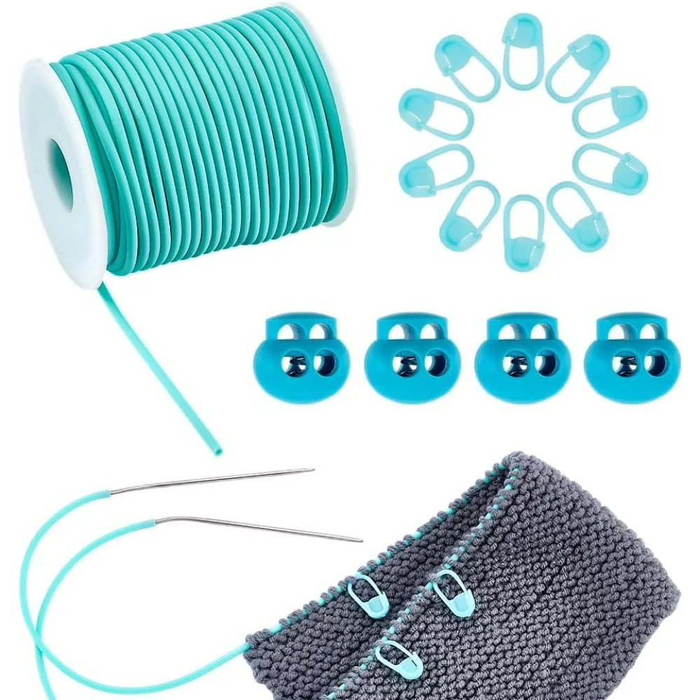

27 ярдов шнуров для хранения стежков, полые резиновые трубки 3 мм, держатель для вязания парикмахерского шнура с пластиковыми замками для шнура, пластиковый стежок