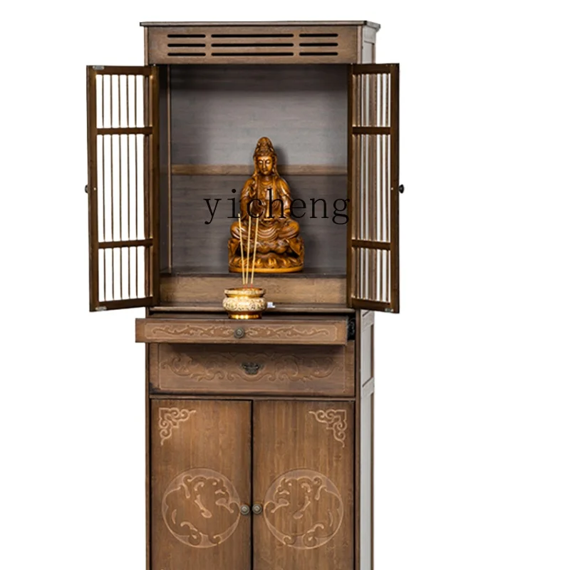 ZK Buddha Cabinet Living Room Pull-out Bodhisattva Cabinet with Door New Chinese Style