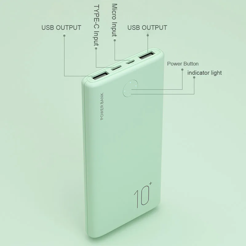 10000mAh Banca di potere portatile Batteria esterna Powerbank USB TIPO C Caricatore rapido per iPhone 14 13 12 11 Xiaomi Samsung Huawei