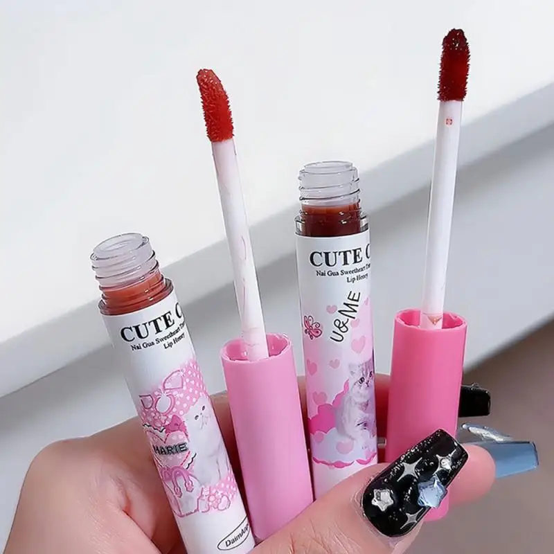 Cute Animal Jelly Lip Glaze Fruit Mirror Water Light Lipstick Heart-shaped Long Lasting Moisturising Fade Lips Wrinkle Lip Gloss