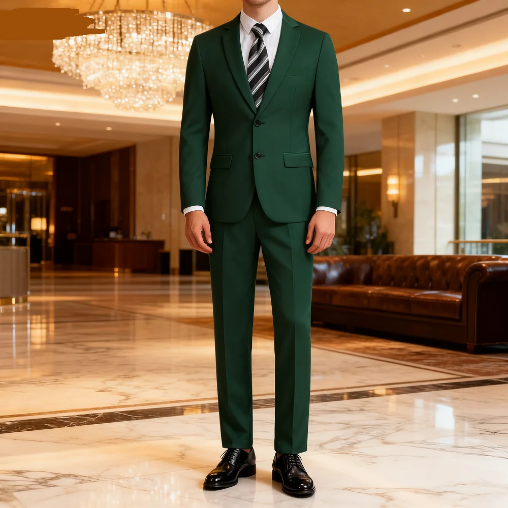 

Men's Groomsmen Smoking Suit Peak Lapel Tuxedo 2-Piece Set Single Button Formal Wear Fashionable Jacket And Pants