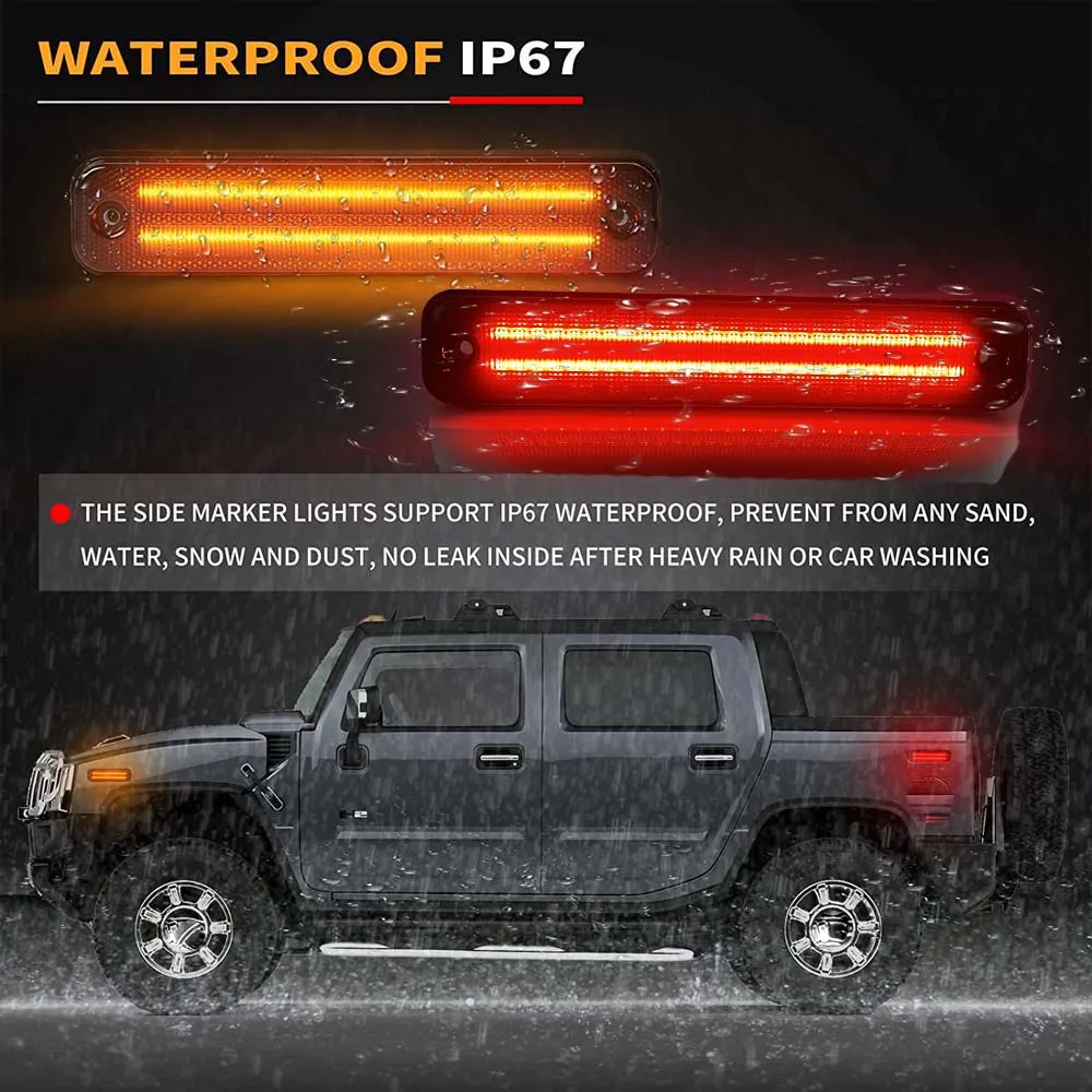 LED Warning Strobe Light For 2004 2005 Hummer H2 2003-2009 Front/Rear LED Amber Side Marker Lights Lamps Car Running Signal Lamp