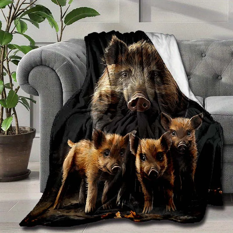 1 قطعة بطانية عائلة الخنزير البري رمي مريح ل أريكة سرير ديكور المنزل التخييم عيد الميلاد عيد ميلاد هدية لجميع المواسم