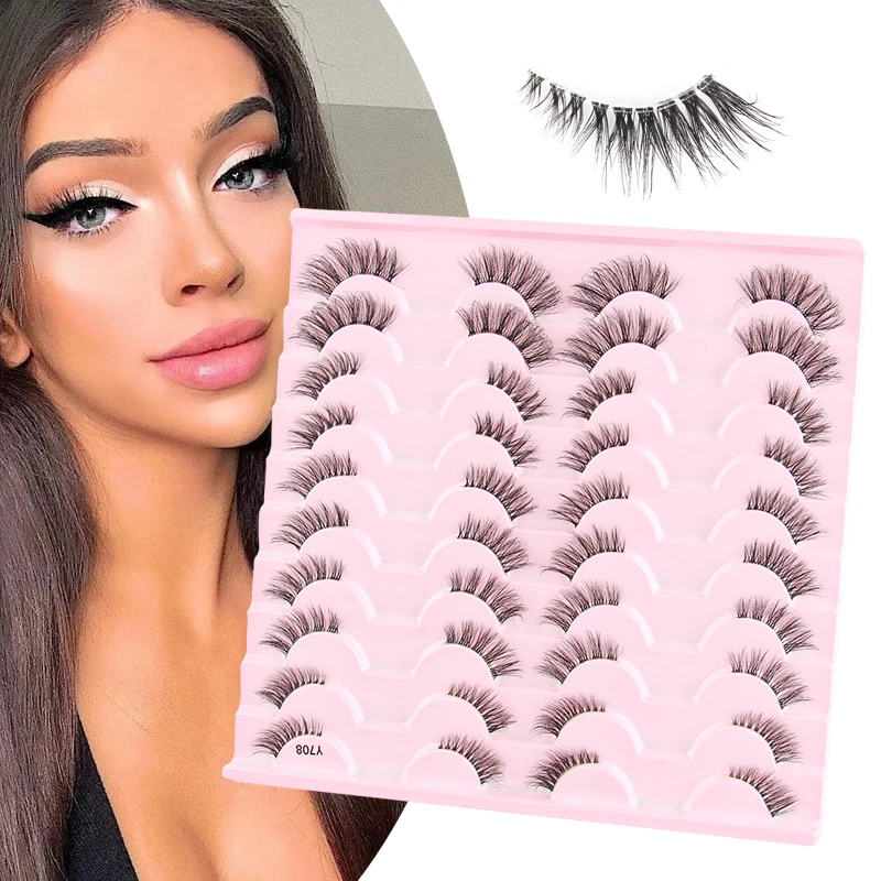 Halbe Wimpern 5/10/Paare natürliche Faux Nerz Wimpern Katze Wimpern wispy flauschige Wimpern verlängerung Make-up Manga falsche Wimpern