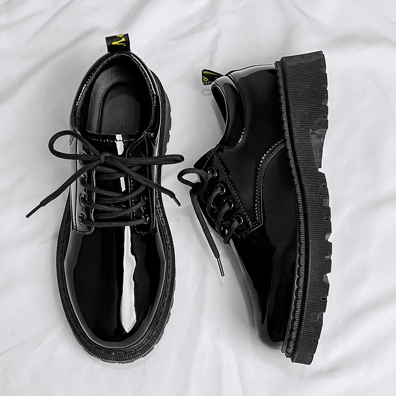 

Men's Business Formal Black Shoes 2025 New Autumn Style Student Casual Leather Shoes Waterproof Rubber Outsole round Toe