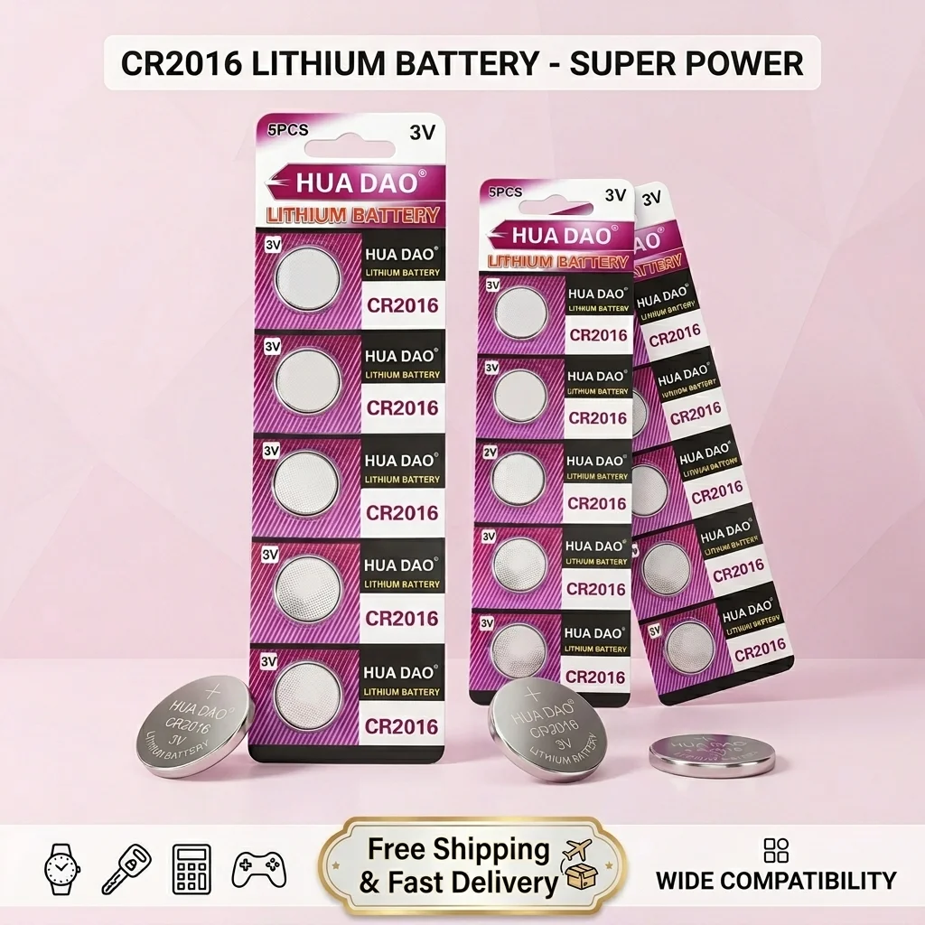 

CR2016 BR2016 LM2016 3V Lithium Coin Cell Battery for Watches Calculators Toys Portable Electronics