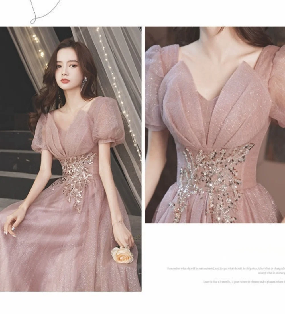 Women's Fairy Style Wedding Guest Dresses Elegant Evening Party Gown Formal Long Dresses