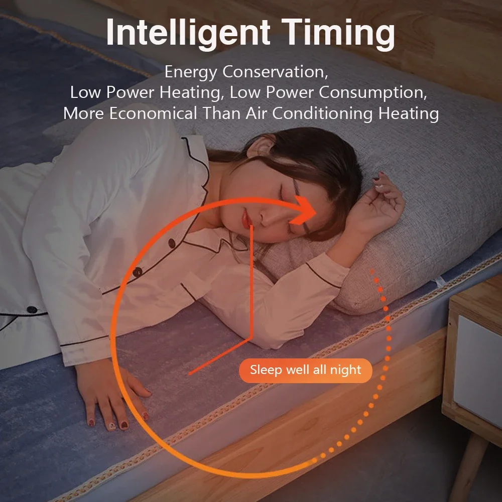 FluffyI-manta eléctrica con interruptor inteligente, calentador más grueso de 220V, termostato de colchón, calefacción eléctrica, calentador corporal