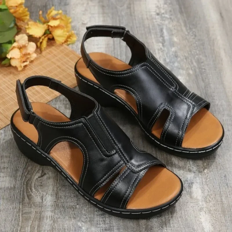 Chaussures compensées d'été pour femmes, sandales orthopédiques confortables pour dames, grande taille, sandales De plage légères