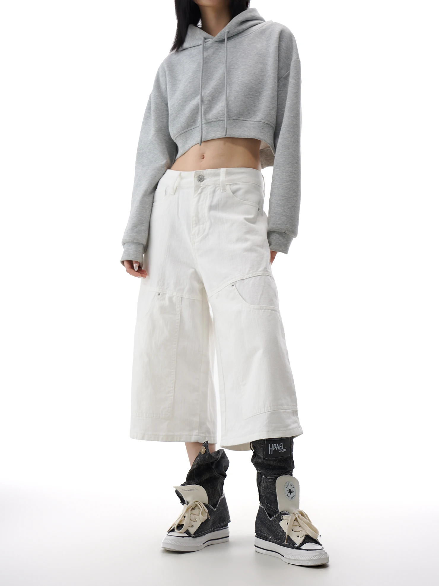 

American Style Loose Women's Denim Overalls Seven-Foot Pants Summer New Fashion Straight Leg Wide Leg Jeans Shorts