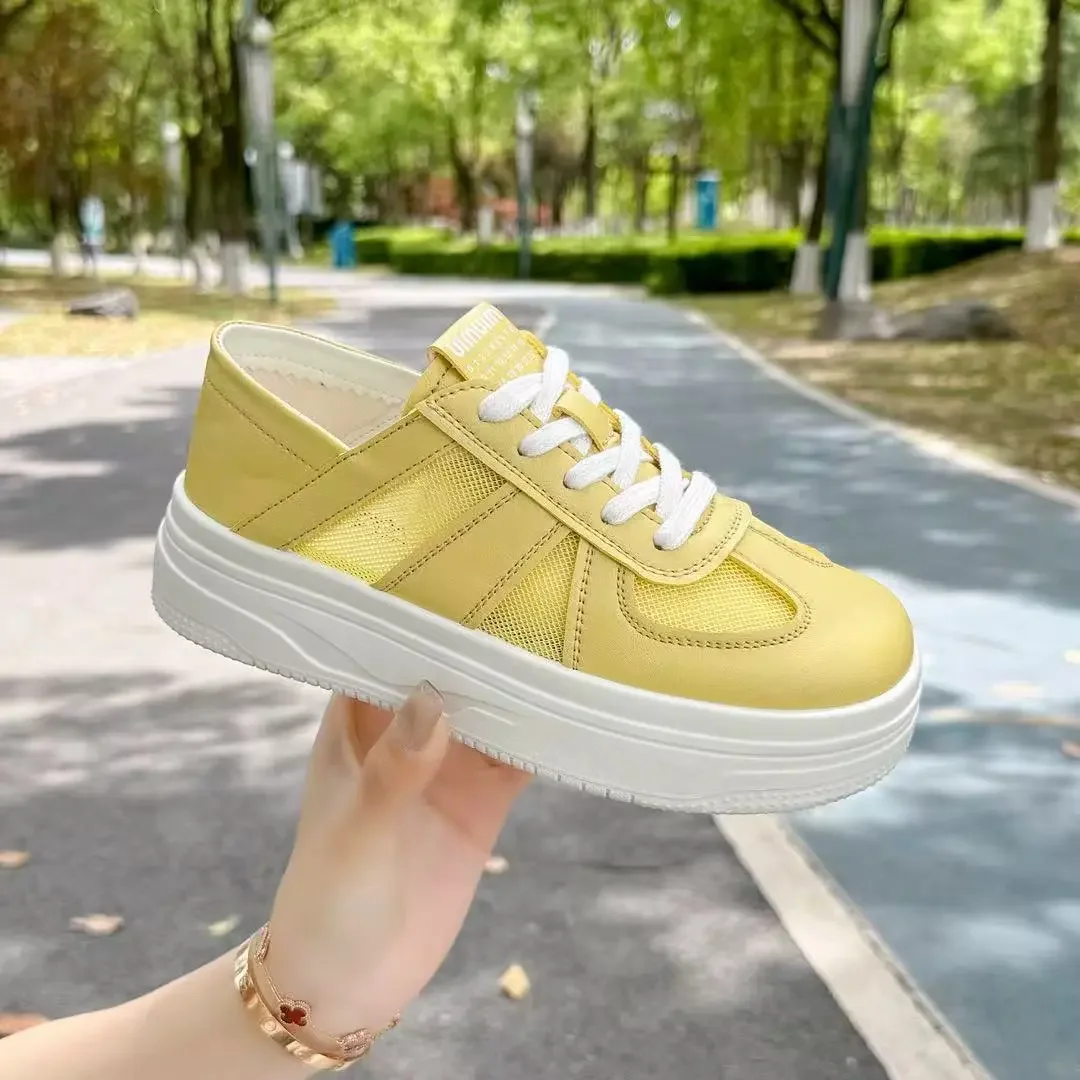Outdoor Daily Flat Sneakers Women Summer Closed Toe Breathable Solid Shoes All Match Lightweight Casual Walking Footwear