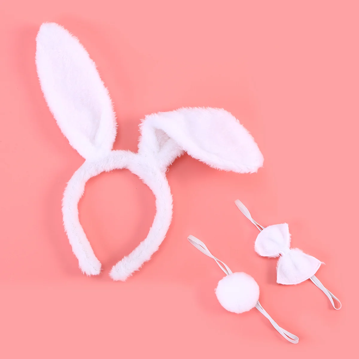 1 set di bambini adulti coniglio orecchie da coniglio fascia papillon coda set costume cosplay festa (bianco) set cosplay coniglietto