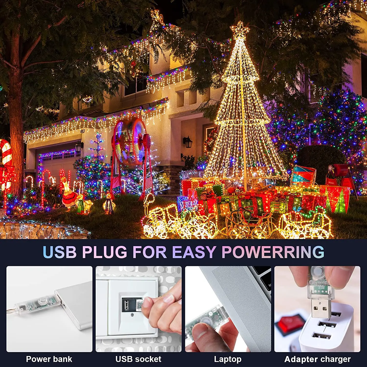 Smart Christmas Fairy Light,Dream Color Waterproof Led Strip Light con APP e telecomando per l'albero di natale decorazioni per interni/esterni