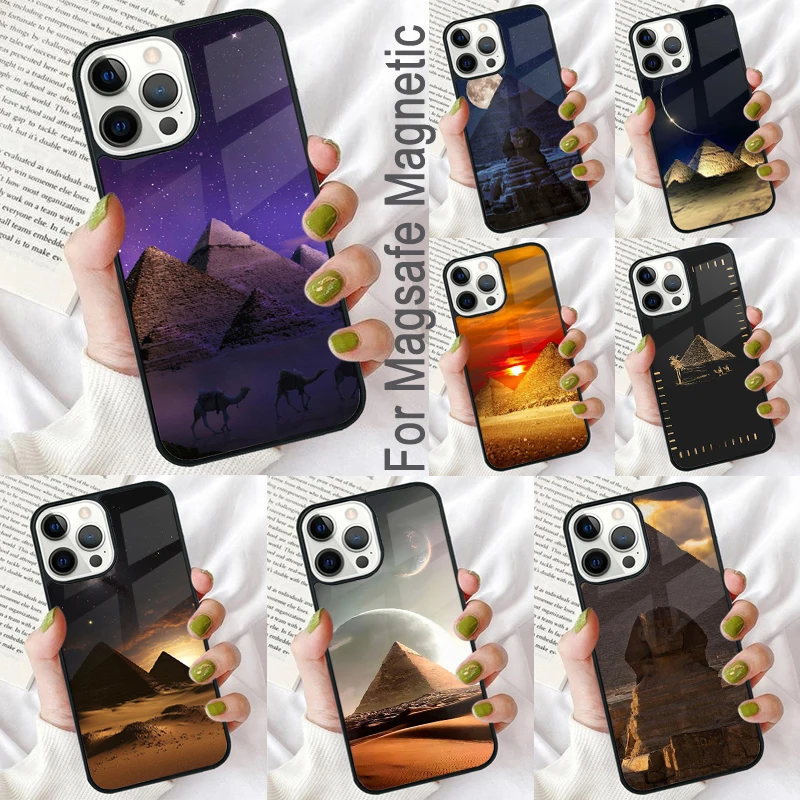 Мягкий чехол для телефона Egypt Pyramids для iPhone 17 Air 16e Pro max 15 Pro 13 14 Plus 11 12 MagSafe Magnetic Coque