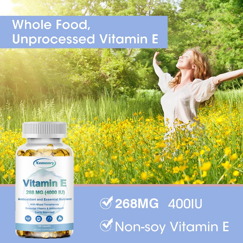 Vitamin E Softgels To Support Antioxidant Health and Immune System Non-GMO