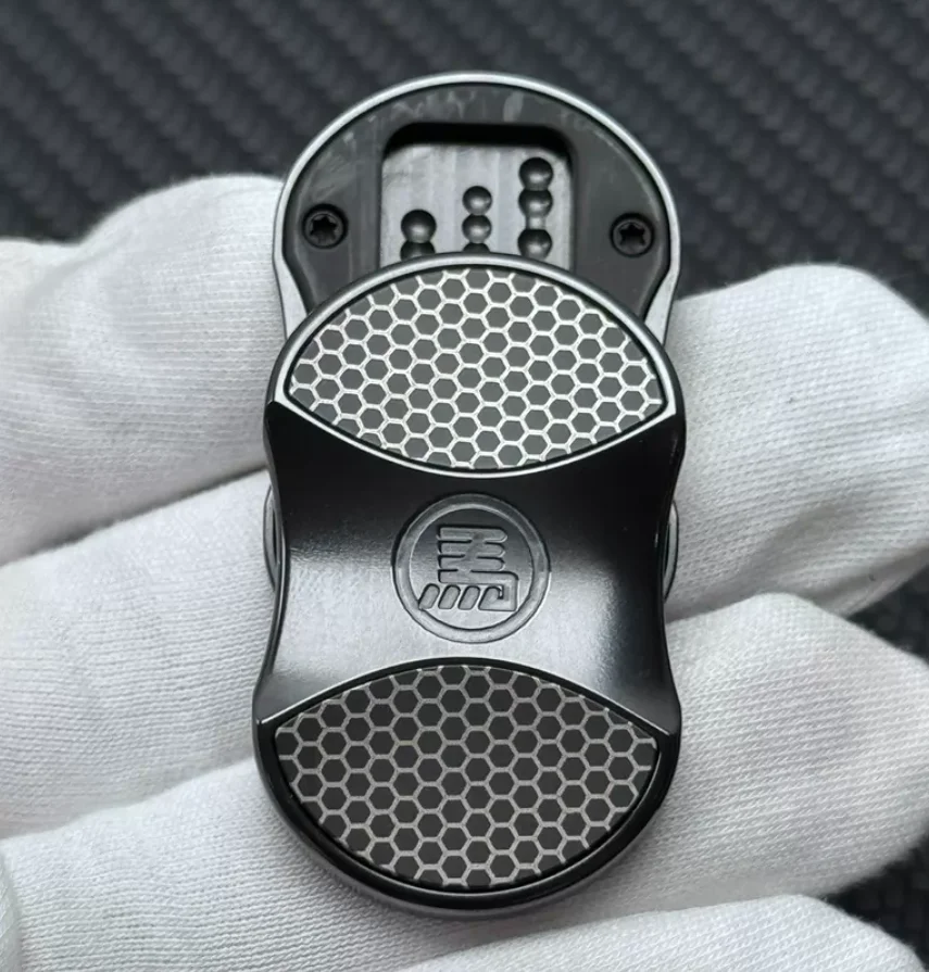 Used EDC Chimago Zirconium Black+Titanium Patch Superconducting Carving Fidget Slider Decompression toy