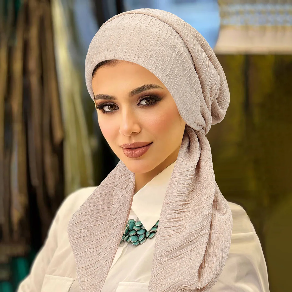 Pre Tied Turban Indian Hat Women Chemo Cap Muslim Hijab Long Tail Headscarf Head Wrap Bandanas Headband Modest Fashion Turbante