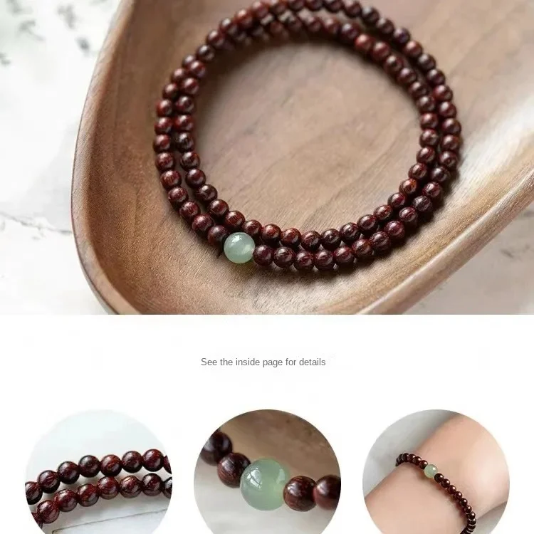 Small leaf rosewood bracelet retro light national style Buddhist bead bracelet literary style bracelet