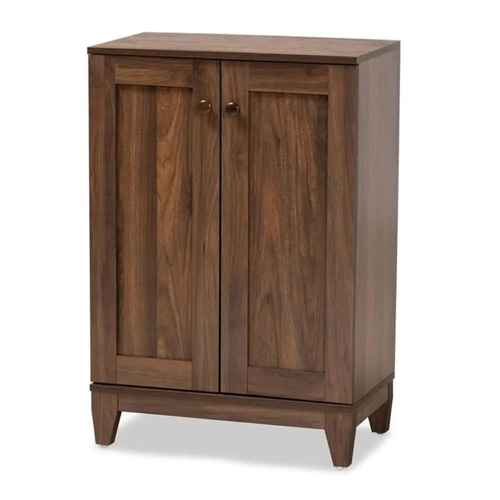 Walnut Wood Shoe Cabinet 2-Door 34.6