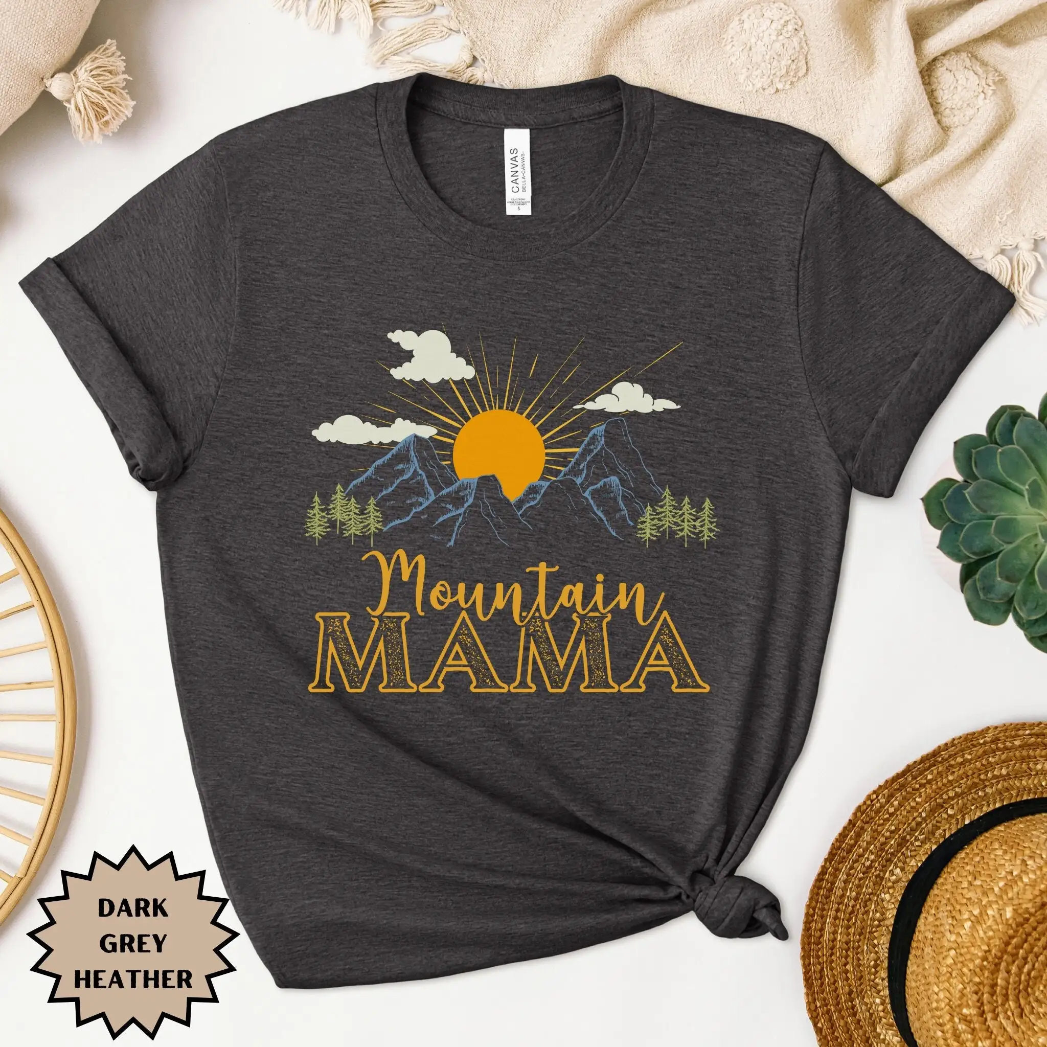 Mountain Mama Camping T Shirt Hiking Outdoor Adventure Travel Road Trip Explore More