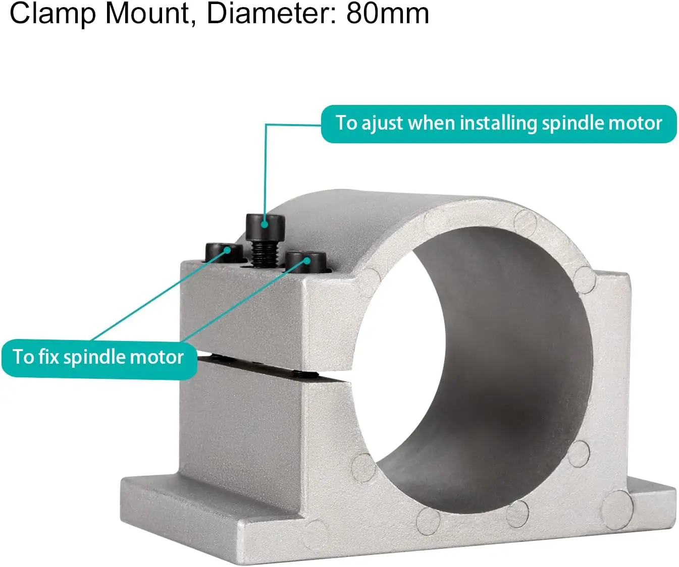 65mm 80mm Aluminum Spindle Clamp Motor Bracket with 3pcs Screw CNC Spindle Motor Fixture Motor Holder for CNC Router Machine