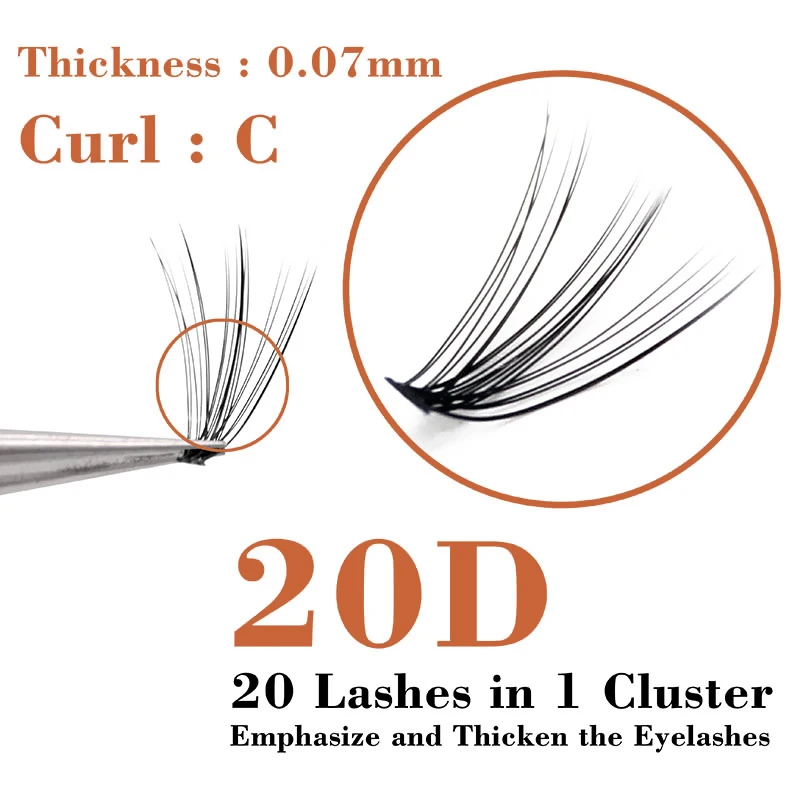 1box big capacity 60 bundles 20D eyelash extensions 0.07mm C curl mink eyelashes Individual lashes natural style Free Shipping