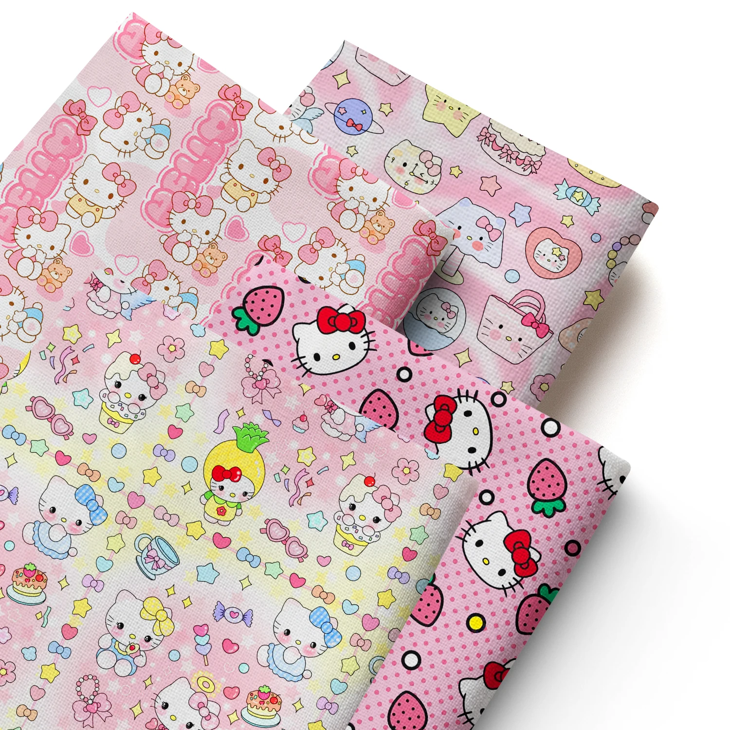 

Предварительно вырезанная 1 шт. полиэфирная ткань на тему Sanrio Hello Kitty, 57x19,68 дюймов, предварительно вырезанный материал для рукоделия, яркие модели подходят