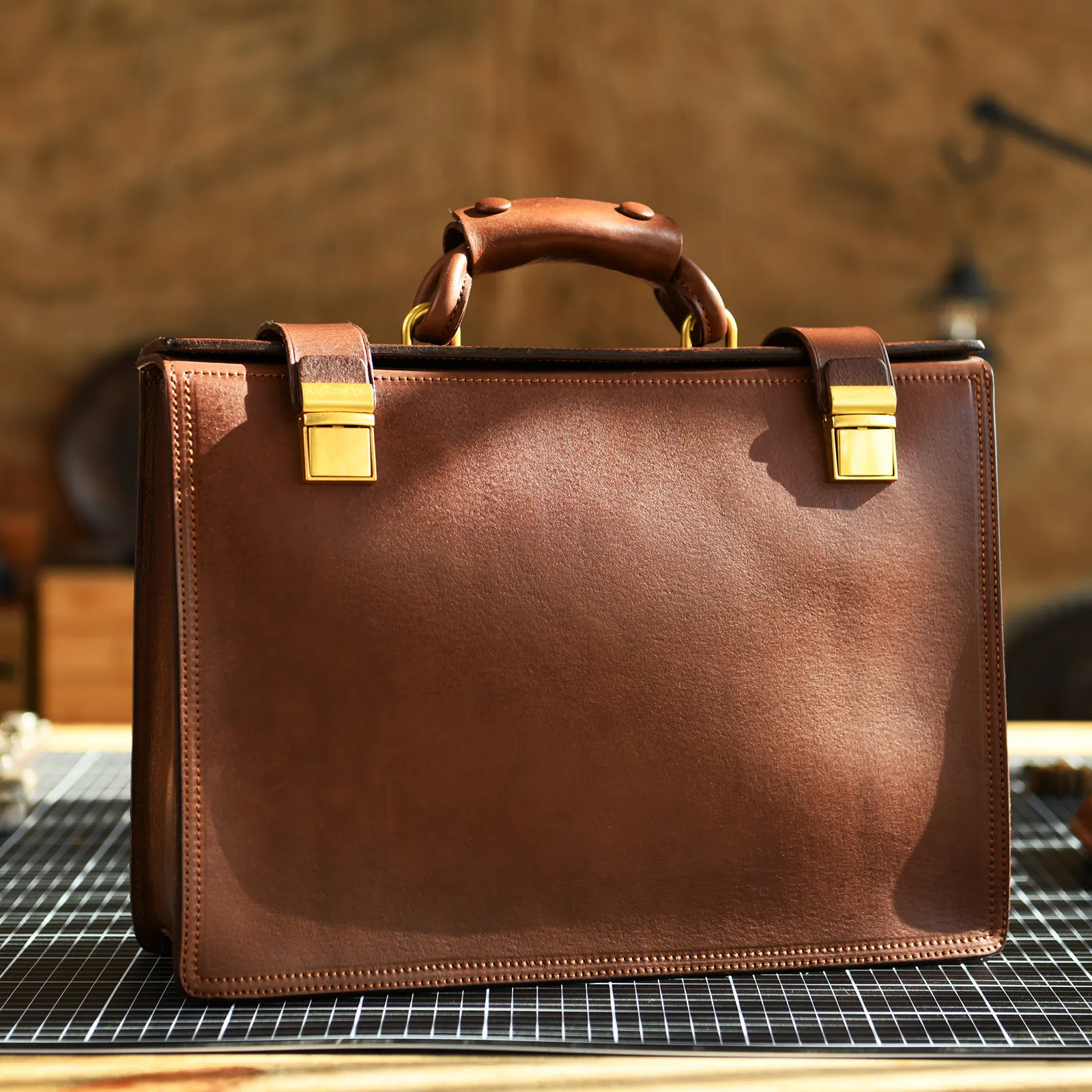 business casual designer handmade genuine leather men's briefcase vintage daily work real cow leather 14-inch computer handbag