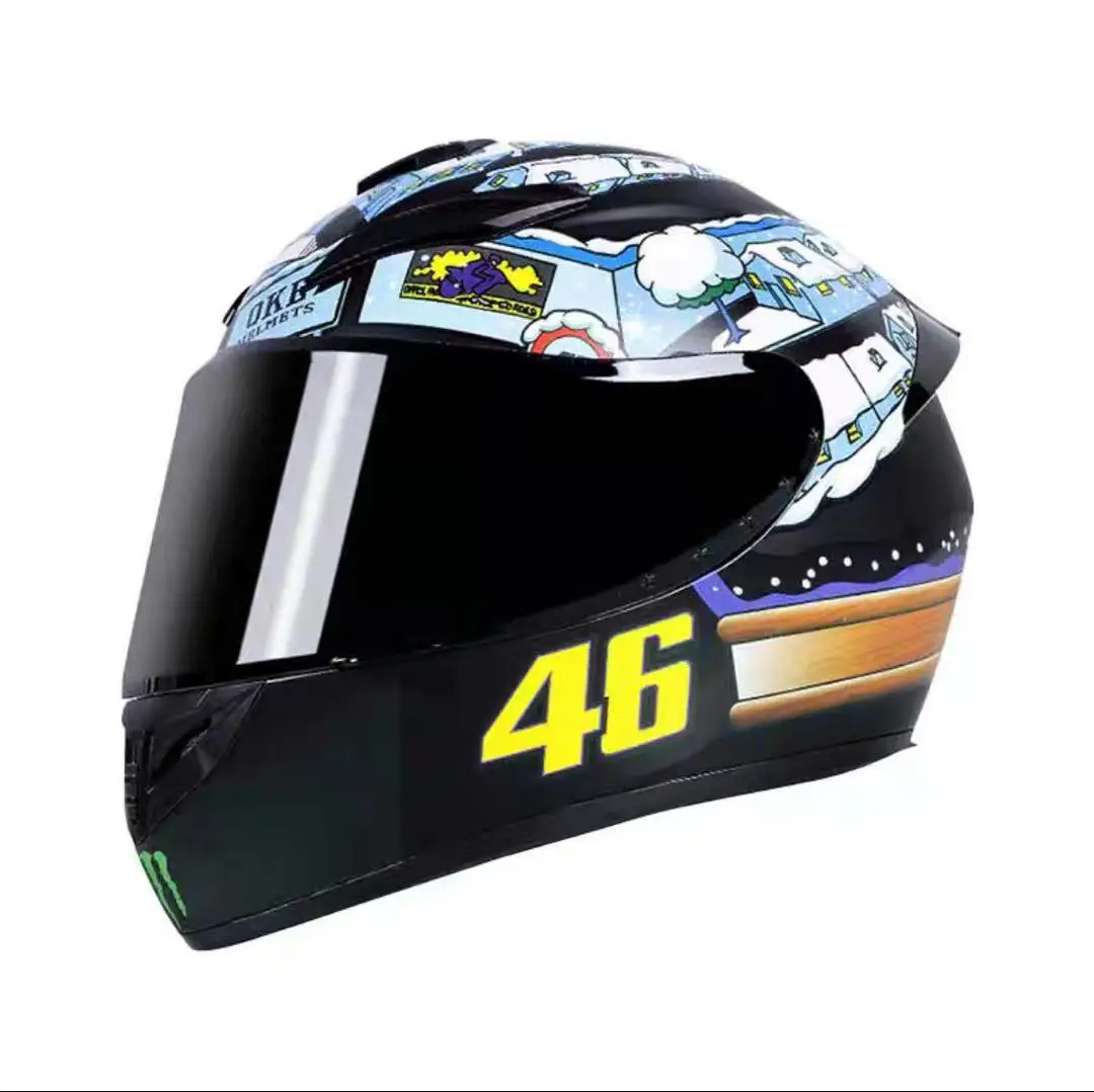 Best Selling Venom Fashion Trend Four Season Full Face Helmet Abs Double Lens Modular Flip Up Motorcycle Helmet Black White Lens