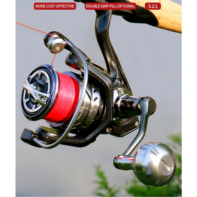 DEUKIO Upgrade DA IIMAX Spinnrolle No-Gap MAX Drag Power 15 kg Geschwindigkeitsverhältnis 5,2:1 Lager 3+1BB Metallkugelgriffspule