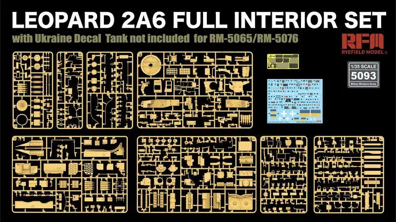 RYEFIELD 5093 1/35 LEOPARD 2A6 FULL INTERIOR SET With Ukraine Decal Tank Not Included For RM-506J/RM-5076