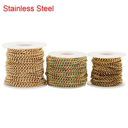 1meter Never Fade PVD Stainless Steel Cuban Chains Bulk Lot 4.5mm Link Necklace Chains for Diy Jewelry Making Bracelet Findings